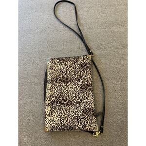 Zara Woman Black Crossbody Bag Gold Hardware Strap Animal Print